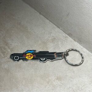 Vintage Hard Rock Cafe Cadillac Keychain Black God Is My Co Pilot Car Metal